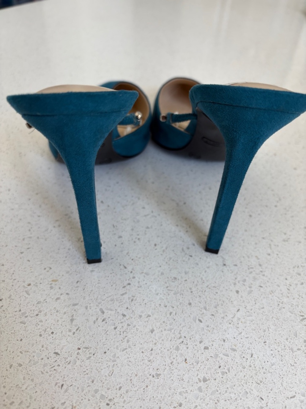 Nine West Teal Pointed-Toe Crystal Strap Mule Heels - Picture 4 of 4